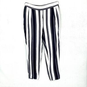 Zara Stripe White High Waisted Pull On Jogger Size Medium